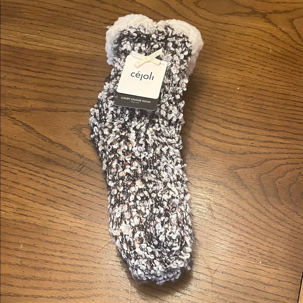 Cé Joli Cozy Knit Sherpa‎ Lined Lounge Socks, NWT